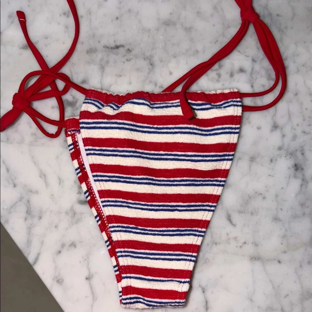 Frankie’s bikinis Striped Red and Blue Bikini Bottom